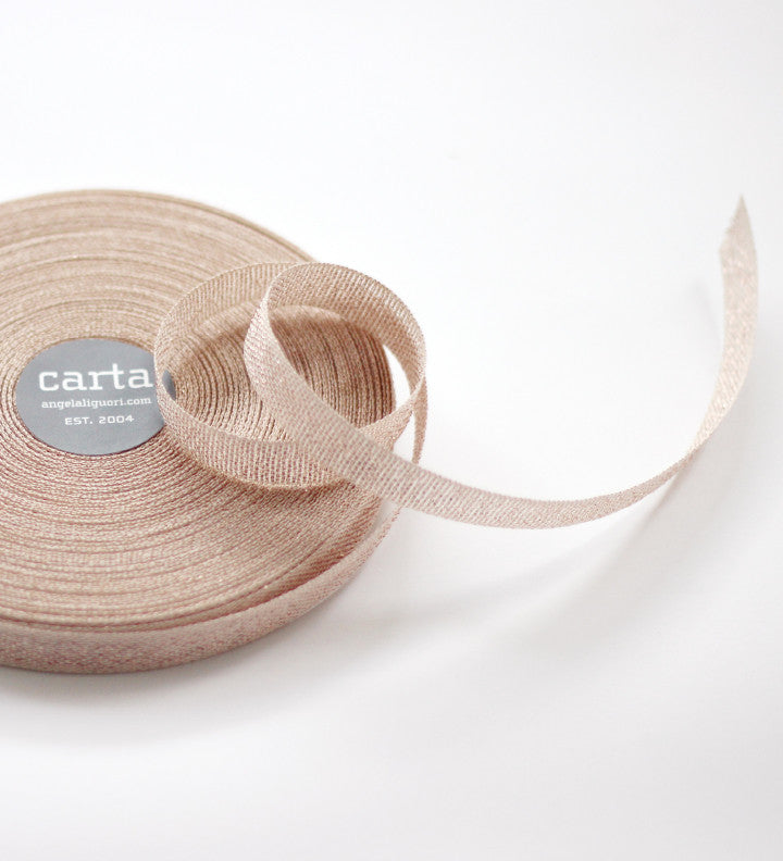 Metallic Loose Weave 1/2" Ribbon | Natural & Copper