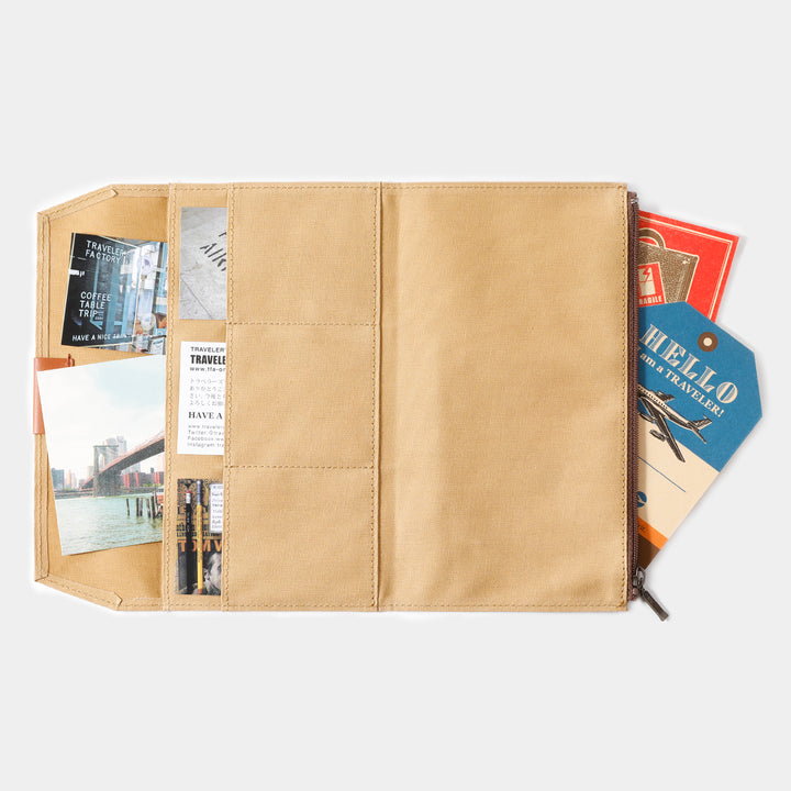 TRAVELER'S notebook Cotton Zipper Case | Regular Size | Beige