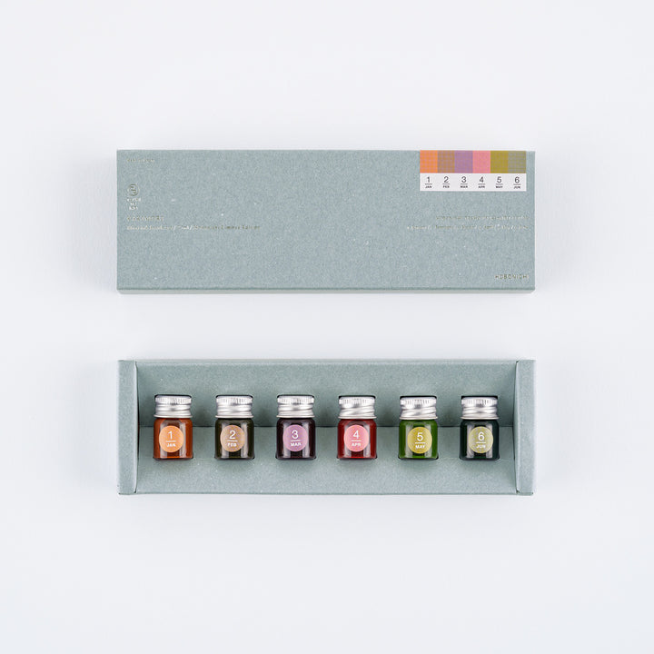 Kakimori x TSUKI no IRO: Mini Ink Bottle Set (Jan-Jun) | Hobonichi Exclusive Edition
