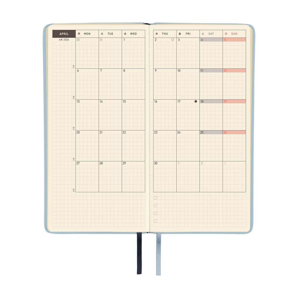 Hobonichi Techo 2026 Weeks Planner | Leather: Snow Blue | English