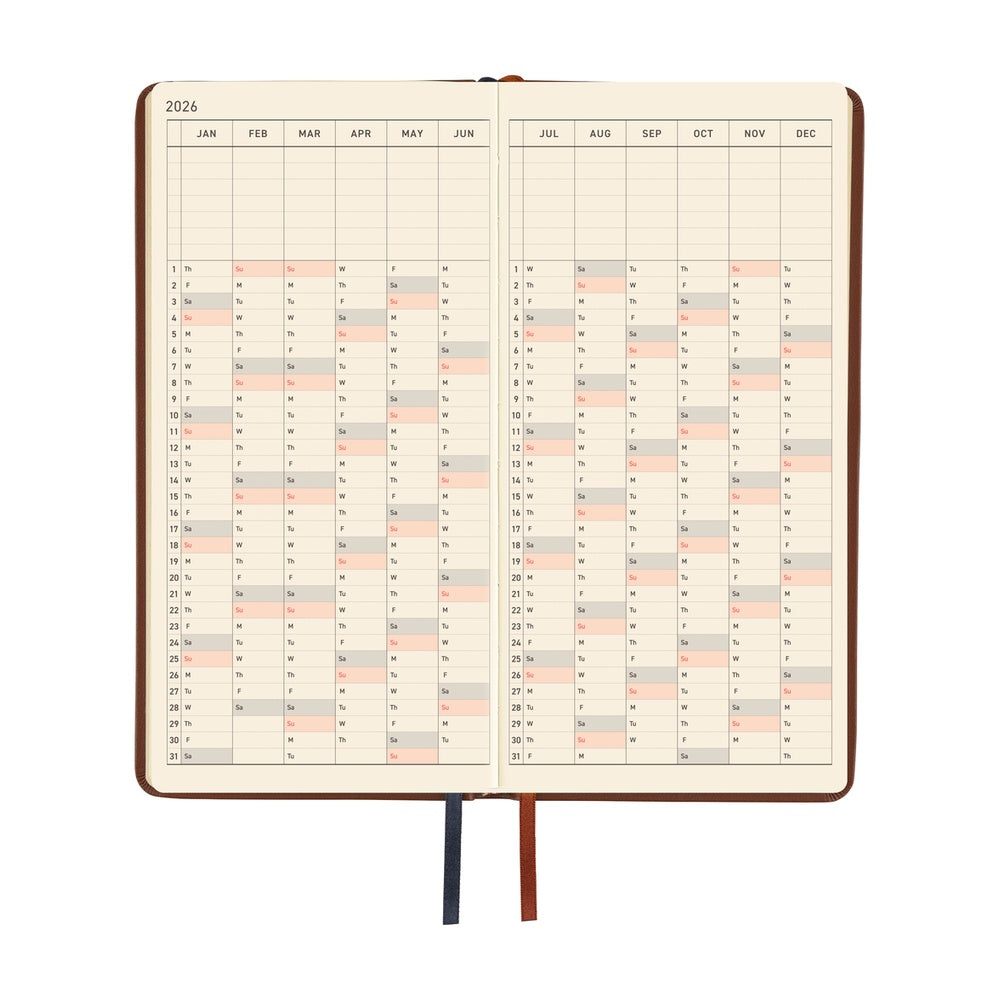 Hobonichi Techo 2026 Weeks Planner | Leather: Wine Brown | English