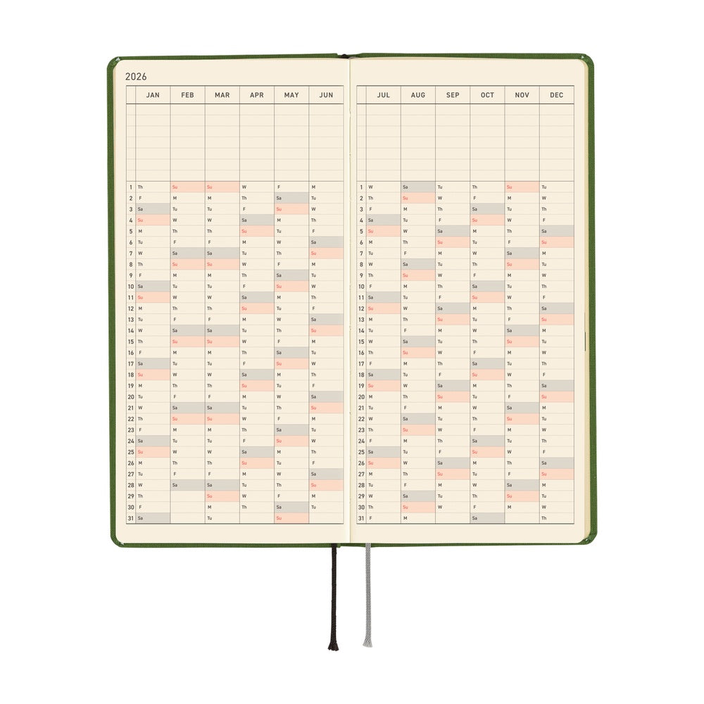 Hobonichi Techo 2026 APRIL Start Weeks Planner | Colors: Antique Green | Japanese