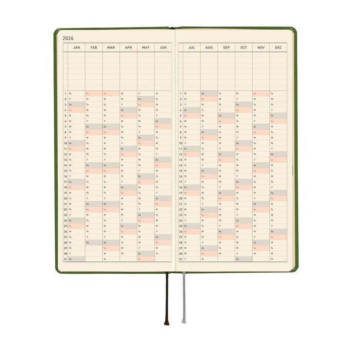 Hobonichi Techo 2026 APRIL Start Weeks Planner | Colors: Antique Green | Japanese