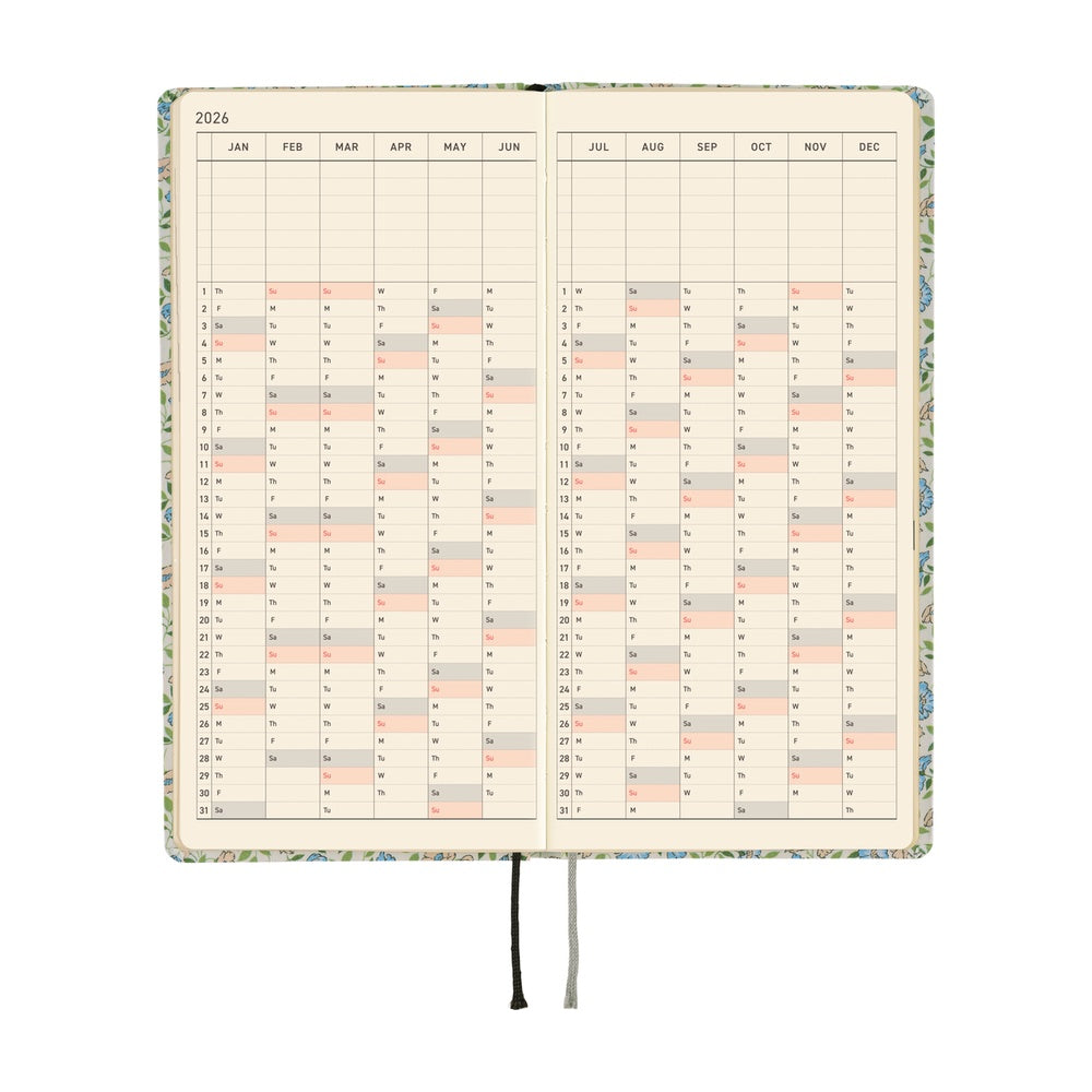 Hobonichi Techo 2026 APRIL Starts Week Planner | Liberty Fabrics: Sasha Kiora | Japanese