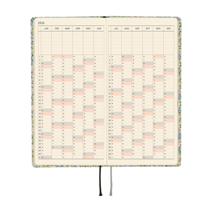 Hobonichi Techo 2026 APRIL Starts Week Planner | Liberty Fabrics: Sasha Kiora | Japanese