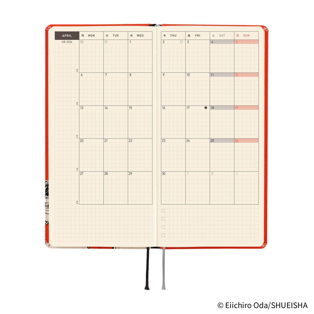 Hobonichi Techo 2026 APRIL Start Weeks Planner | ONE PIECE magazine: Straw Hat Luffy (Red) | Japanese