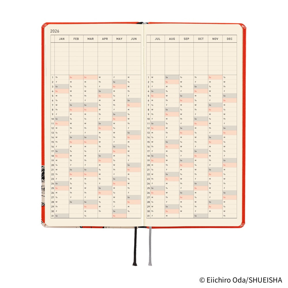 Hobonichi Techo 2026 APRIL Start Weeks Planner | ONE PIECE magazine: Straw Hat Luffy (Red) | Japanese