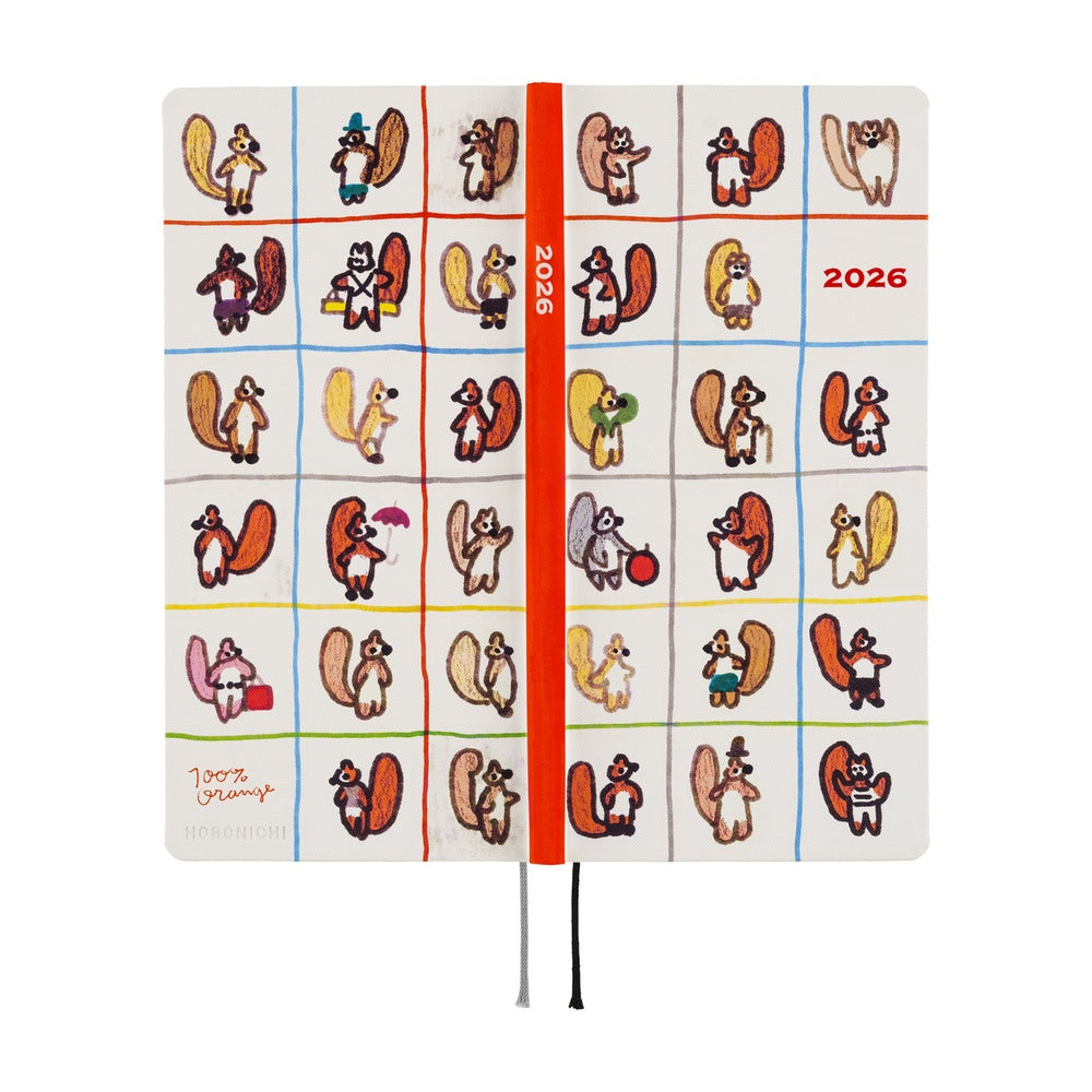 Hobonichi Techo 2026 Weeks Planner | 100%ORANGE: Squirrel’s Moving Day | English