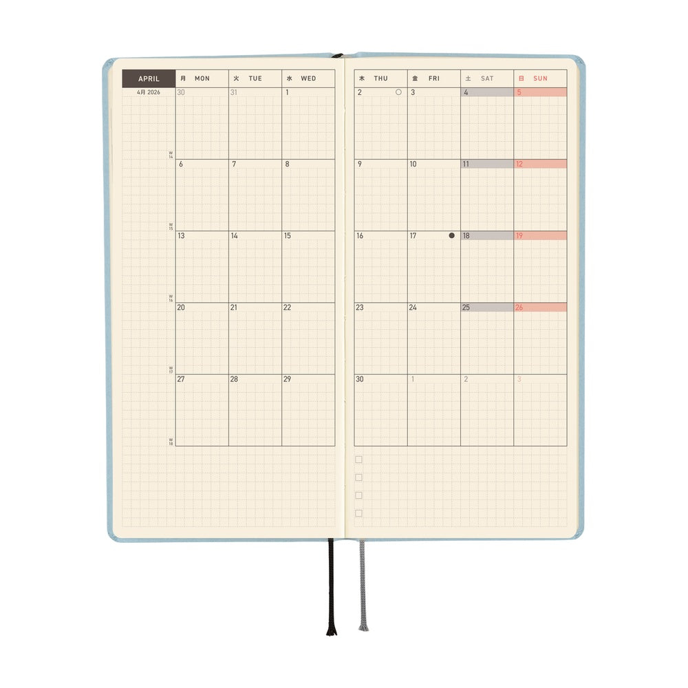 Hobonichi Techo 2026 APRIL Start Weeks Planner | Paper Series: Sky | Japanese