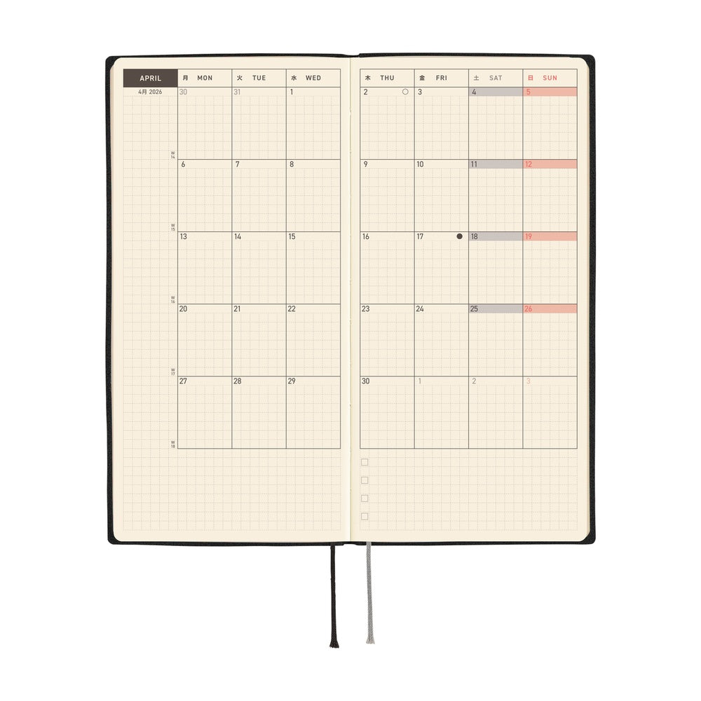 Hobonichi Techo 2026 Weeks Planner | White Line: Black | English