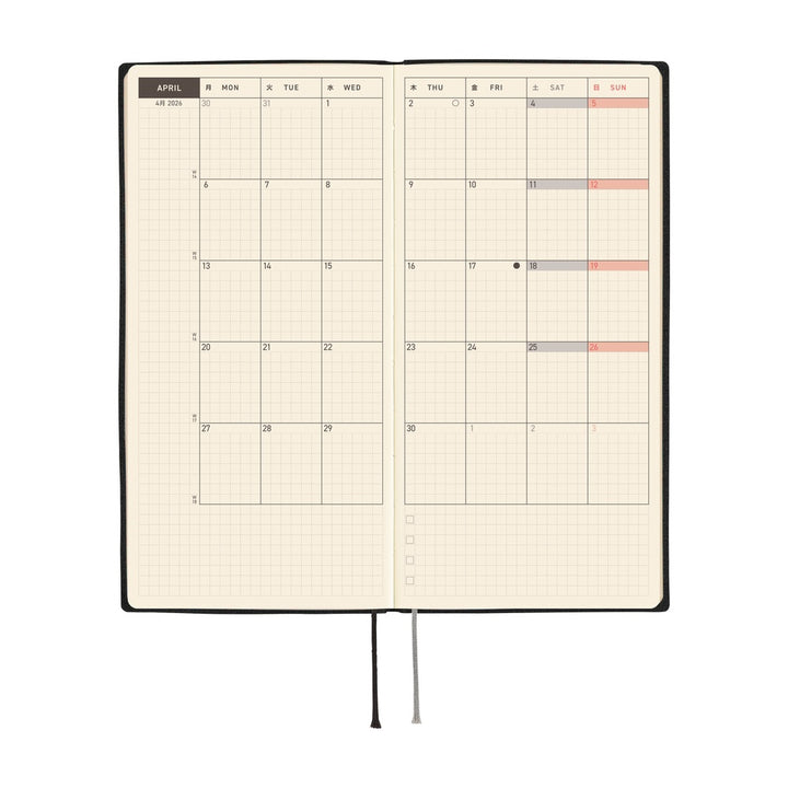 Hobonichi Techo 2026 Weeks Planner | White Line: Black | English