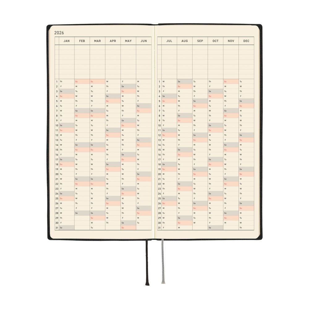 Hobonichi Techo 2026 Weeks Planner | White Line: Black | English