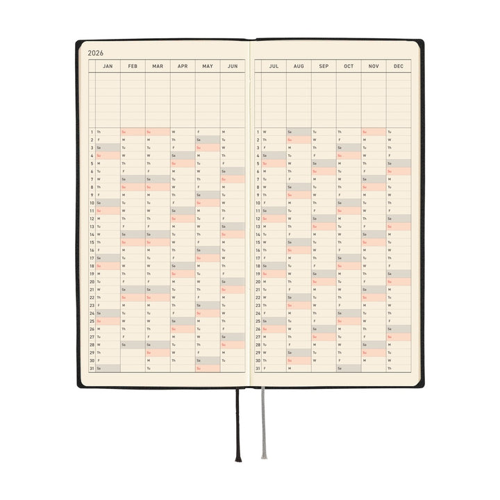 Hobonichi Techo 2026 Weeks Planner | White Line: Black | English