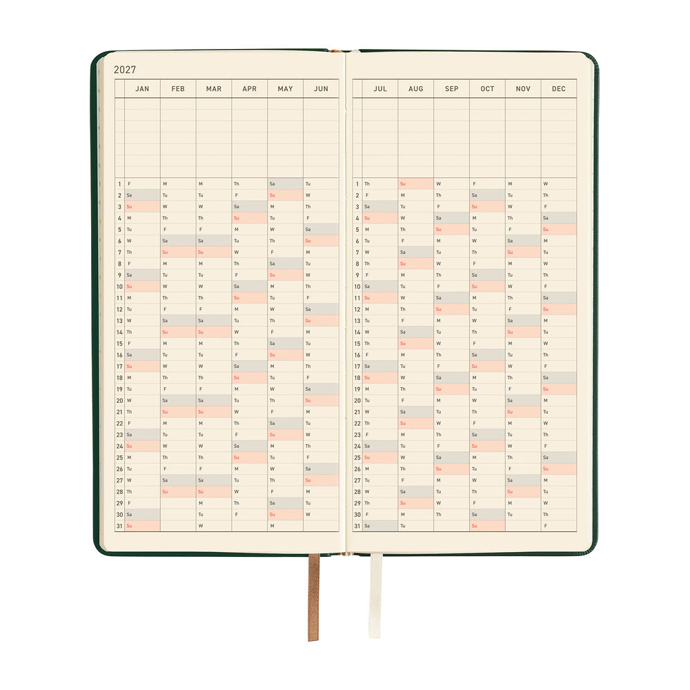 Hobonichi Techo 2027 Weeks Planner | Leather: Forest Green | English
