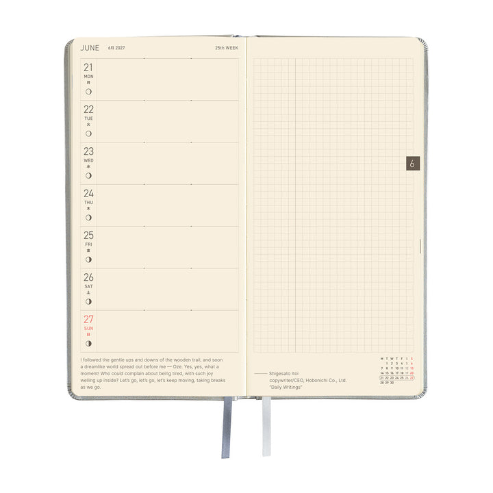 Hobonichi Techo 2027 Weeks Planner | Leather: Noble Silver | English