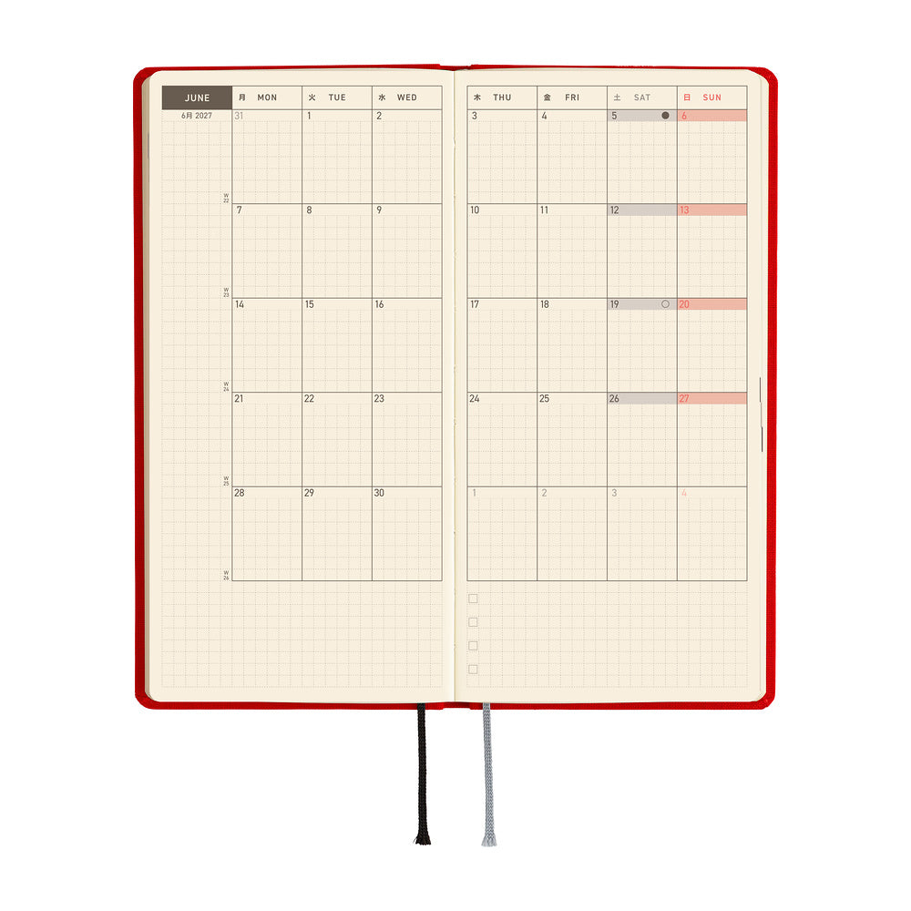 Hobonichi Techo 2027 Weeks Planner | Colors: Poppy Red | English