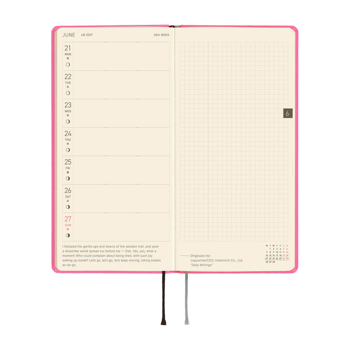 Hobonichi Techo 2027 Weeks Planner | Colors: Pink Sapphire | English