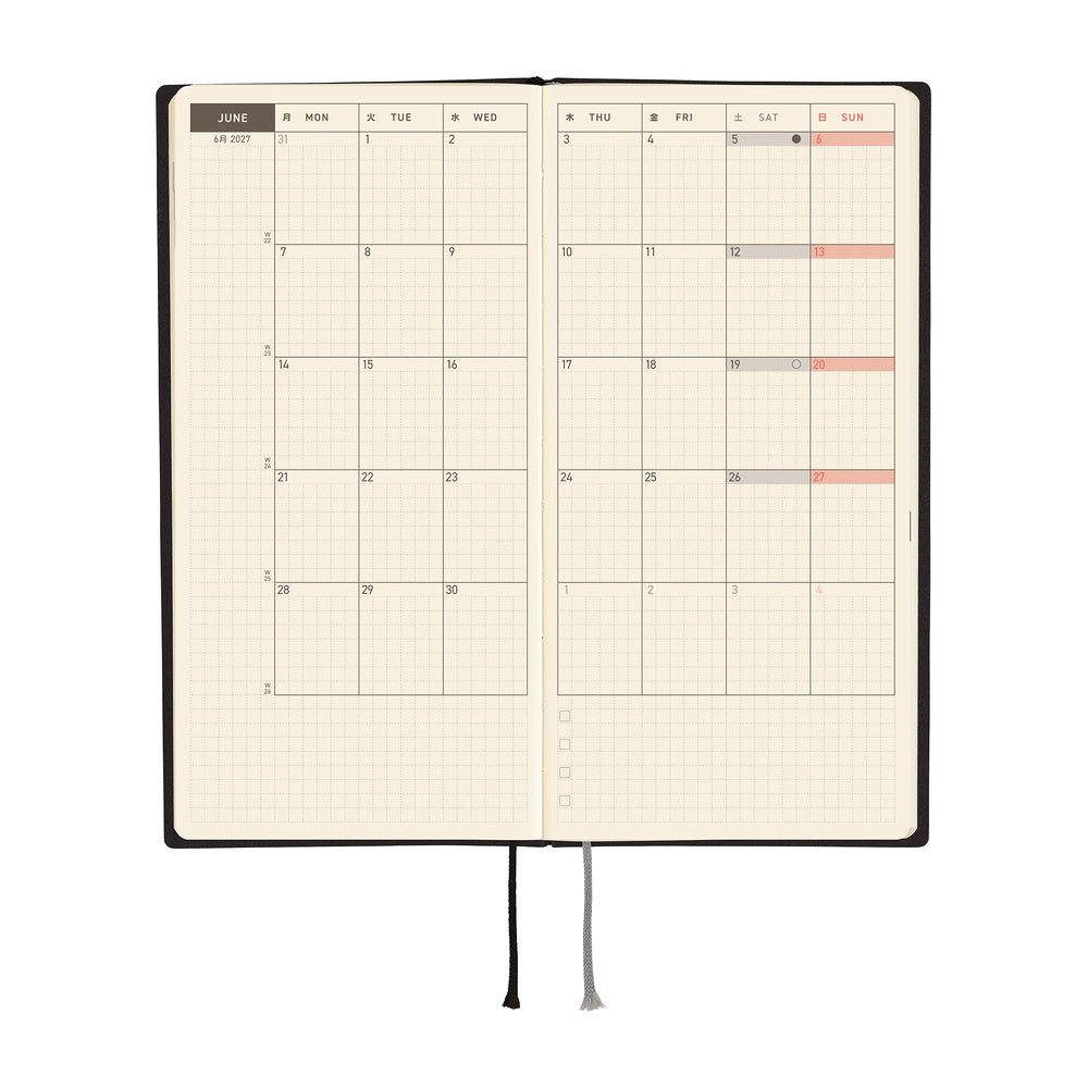 Hobonichi Techo 2027 Weeks Planner | White Line: Black | English