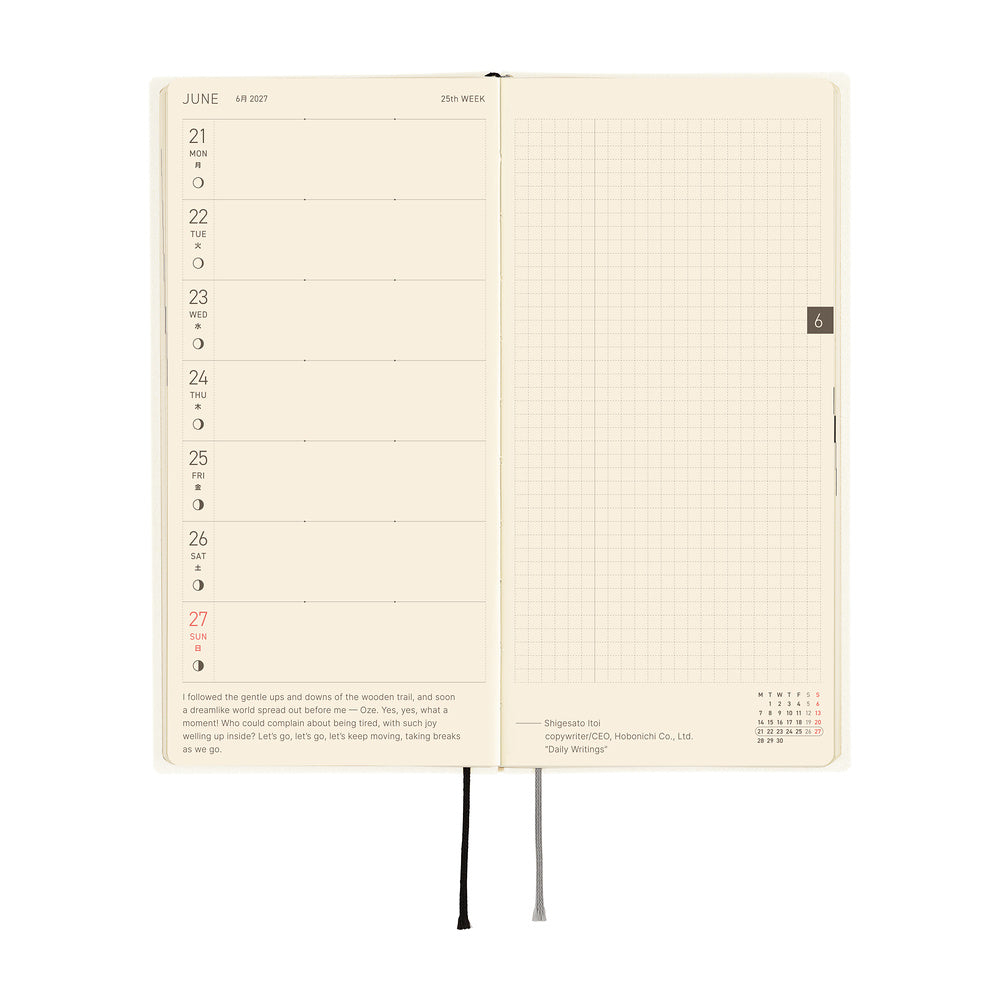 Hobonichi Techo 2027 Weeks Planner | White Line: Ivory | English