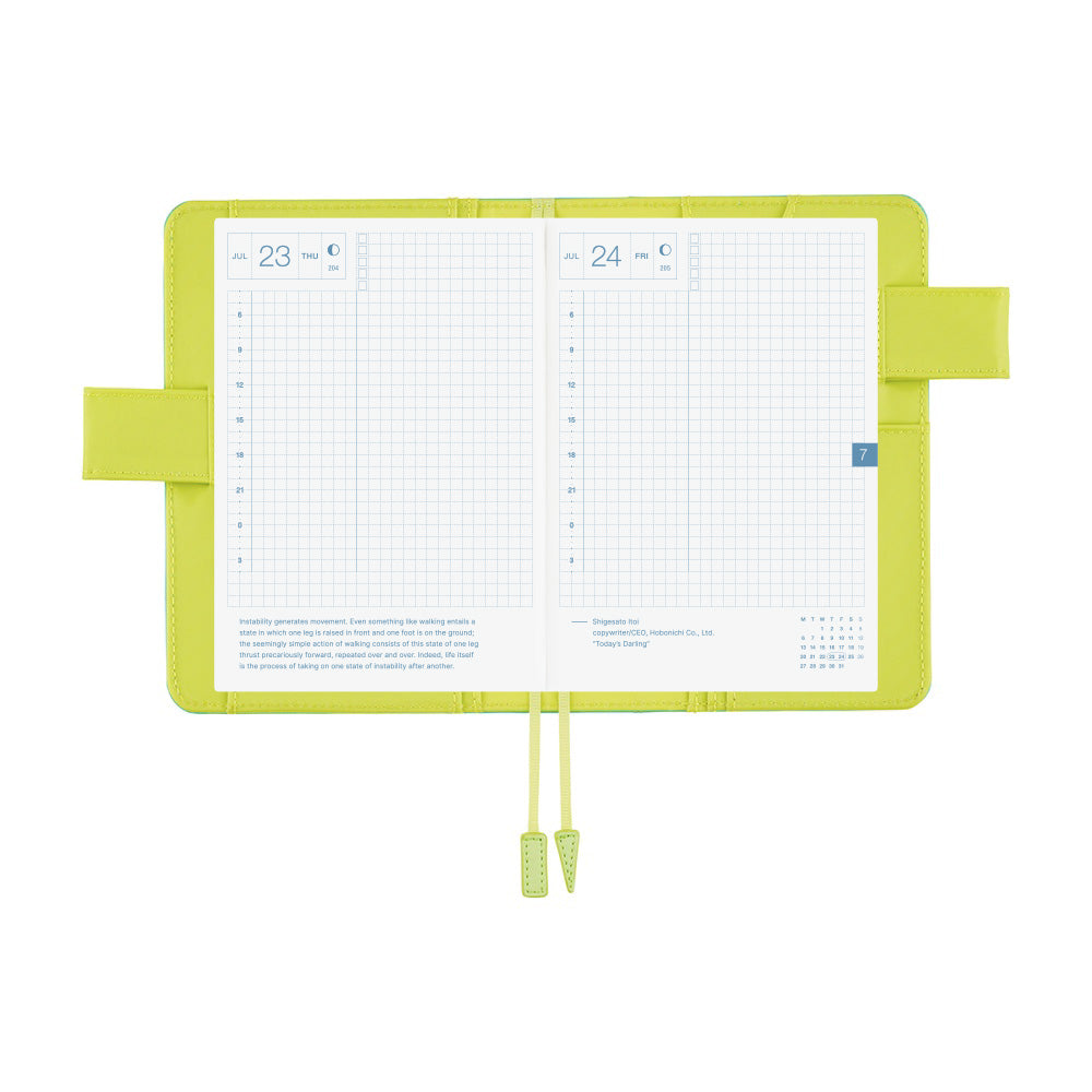 Hobonichi Techo A6 Original Cover with Planner | Colors: Aqua Lime | English Mon Start