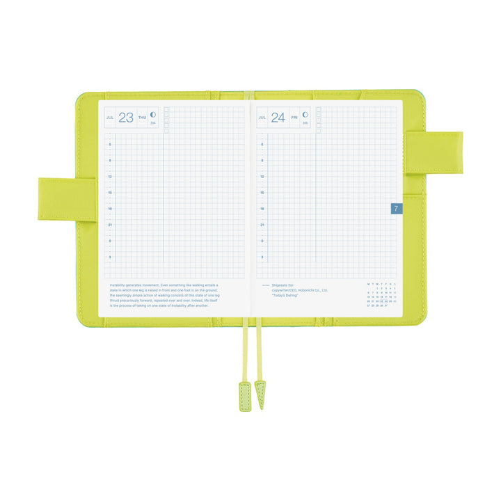 Hobonichi Techo A6 Original Cover with Planner | Colors: Aqua Lime | English Mon Start