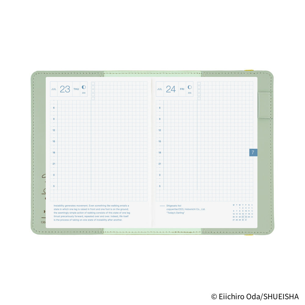 Hobonichi Techo A6 Original Cover with Planner | ONE PIECE magazine: End of Luffy’s Dream (Mint Green) | English Mon Start