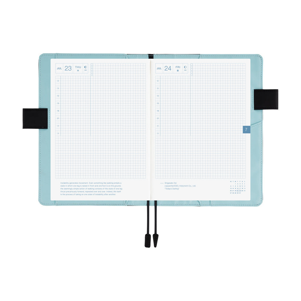 Hobonichi Techo A5 Cousin Cover with Planner | Colors: Black x Clear Blue | English Mon Start