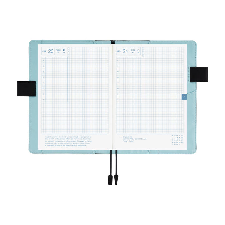 Hobonichi Techo A5 Cousin Cover with Planner | Colors: Black x Clear Blue | English Mon Start