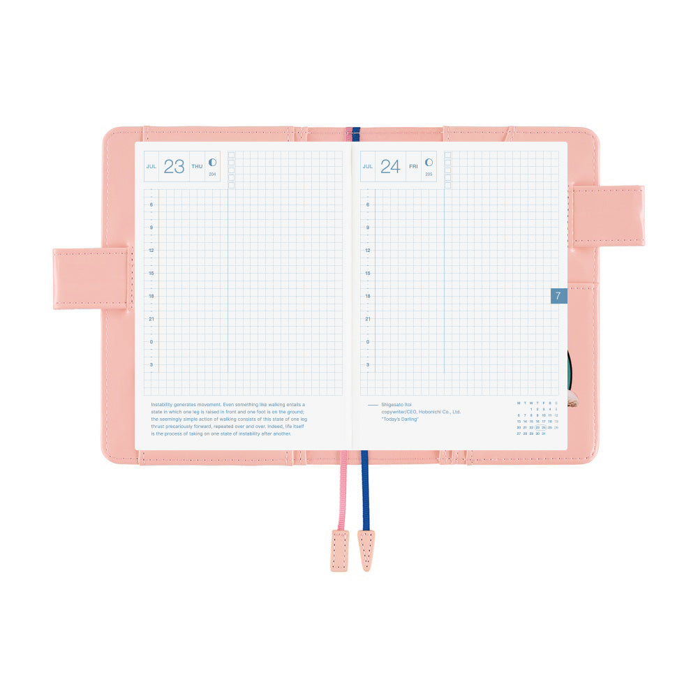 Hobonichi Techo A6 Original Cover with Planner | Candy Stripper: Random Dog & Cat (Pink) | English Mon Start