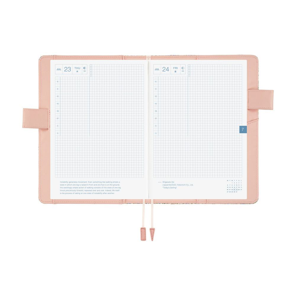 Hobonichi Techo A5 Cousin Cover with Planner | Liberty Fabrics: Sasha Kiora | English Mon Start