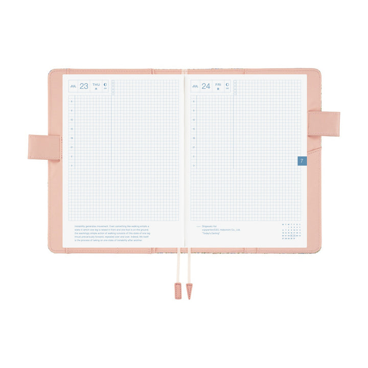 Hobonichi Techo A5 Cousin Cover with Planner | Liberty Fabrics: Sasha Kiora | English Mon Start