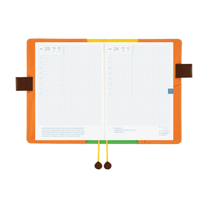 Hobonichi Techo A5 Cousin Cover with Planner | 100%ORANGE: Where’s the Squirrel Going | English Mon Start