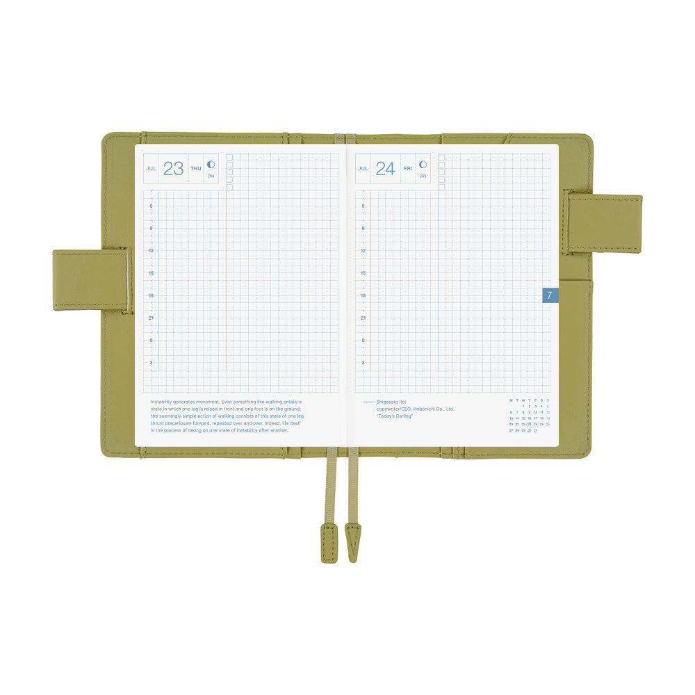 Hobonichi Techo A6 Original Cover with Planner | Leather: Sage Green | English Mon Start
