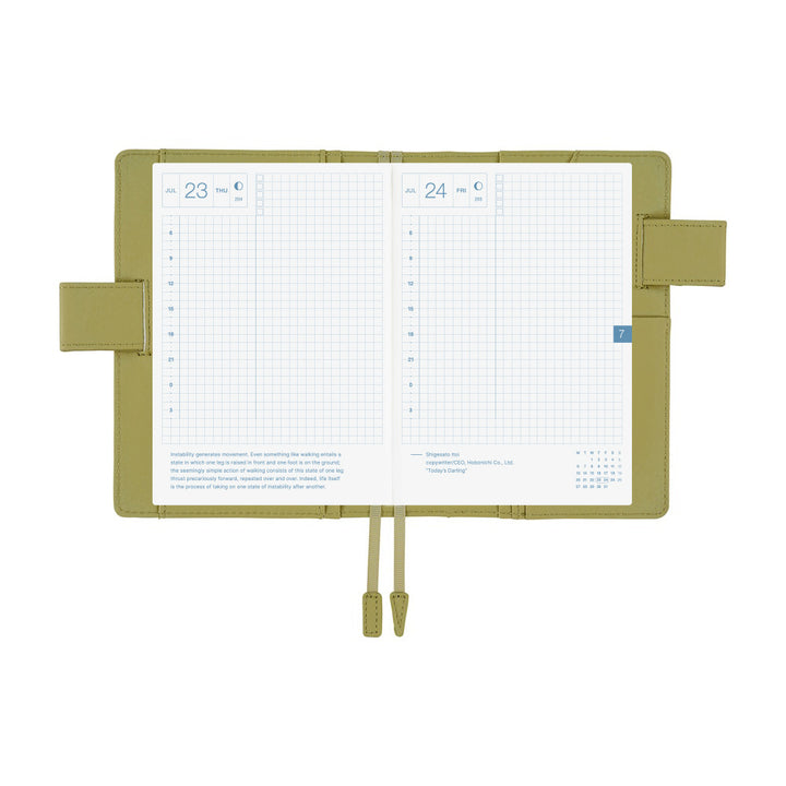 Hobonichi Techo A6 Original Cover with Planner | Leather: Sage Green | English Mon Start