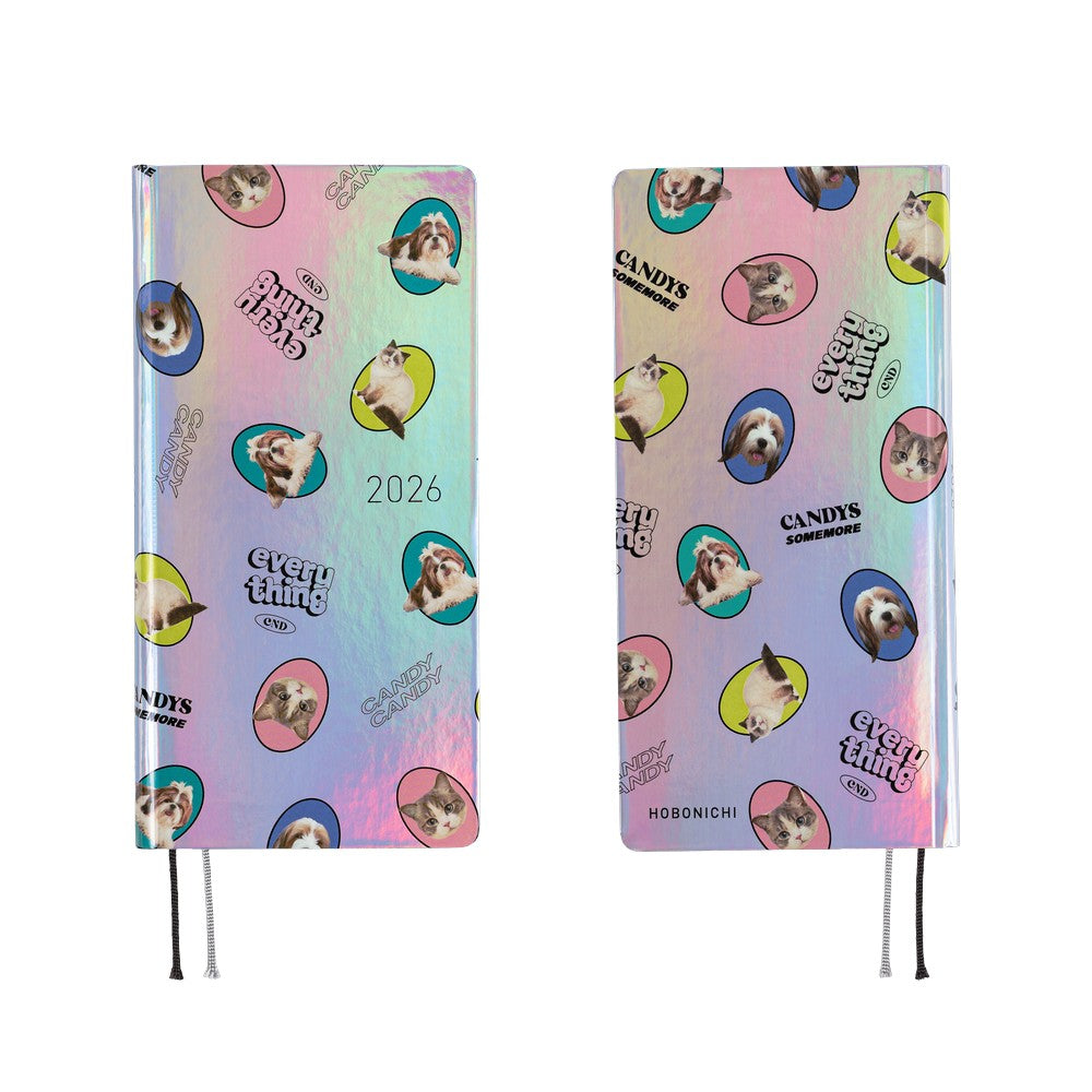 Hobonichi Techo 2026 Weeks Planner | Candy Stripper: Random Dog & Cat (Aurora) | English