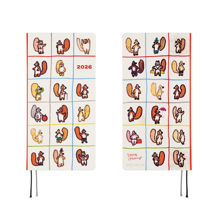 Hobonichi Techo 2026 Weeks Planner | 100%ORANGE: Squirrel’s Moving Day | English