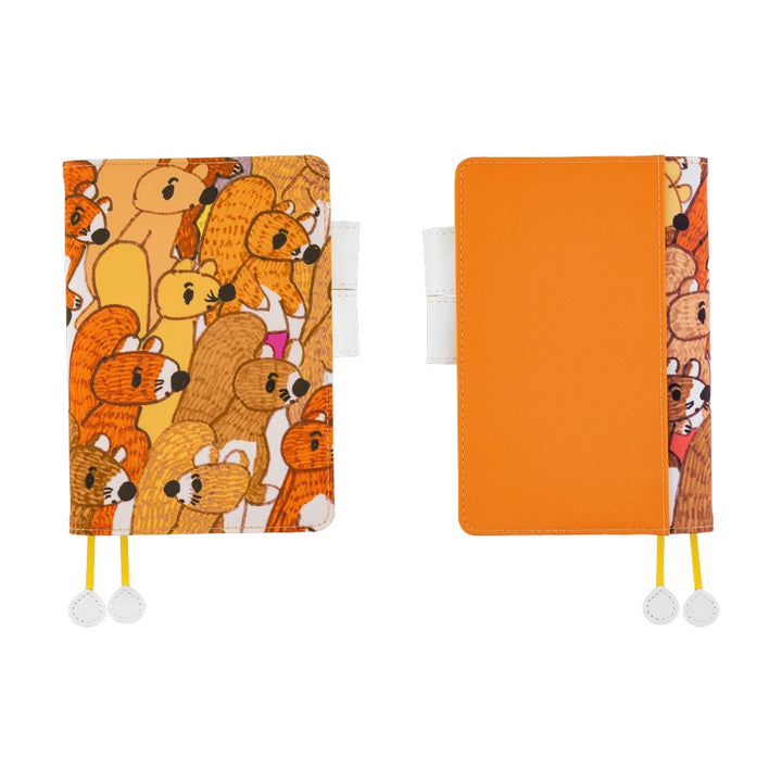 Hobonichi Techo A6 Original Cover with Planner | 100%ORANGE: Squirrel Squadron | English Mon Start