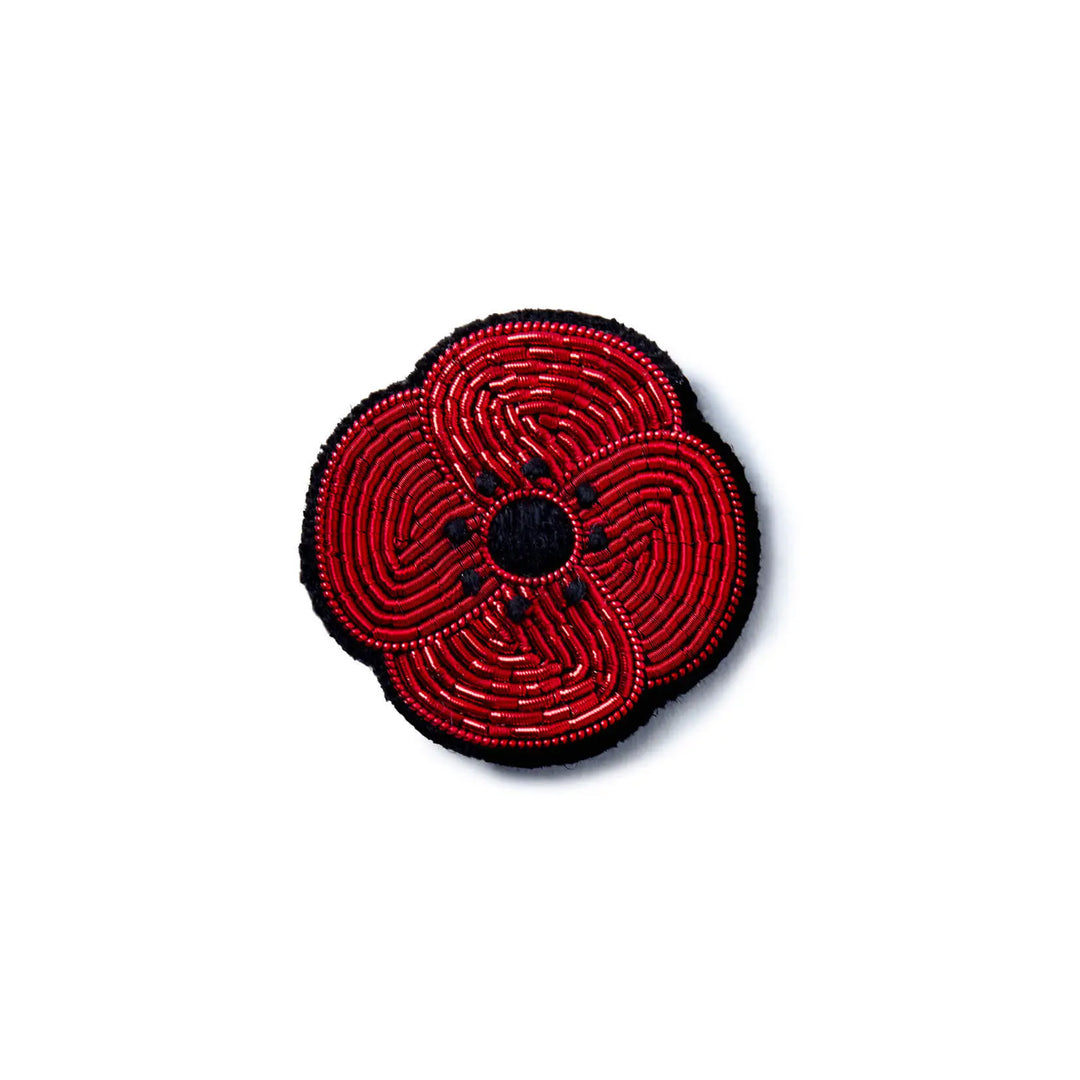 Mini Poppy Flower Hand-Embroidered Pin