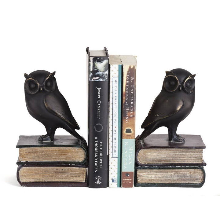 Owls on Books Bookend Set