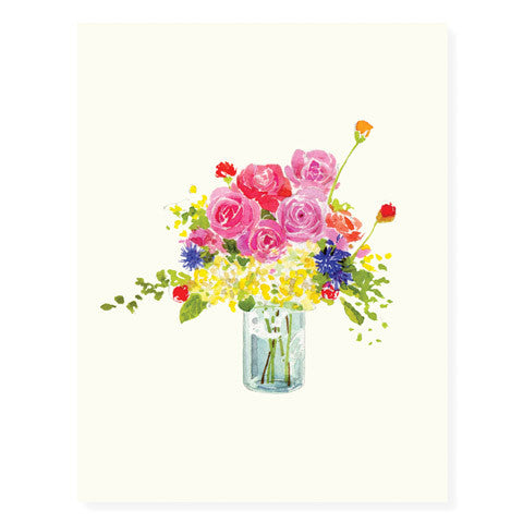 Flowers In Blue Jar | Greeting Card
