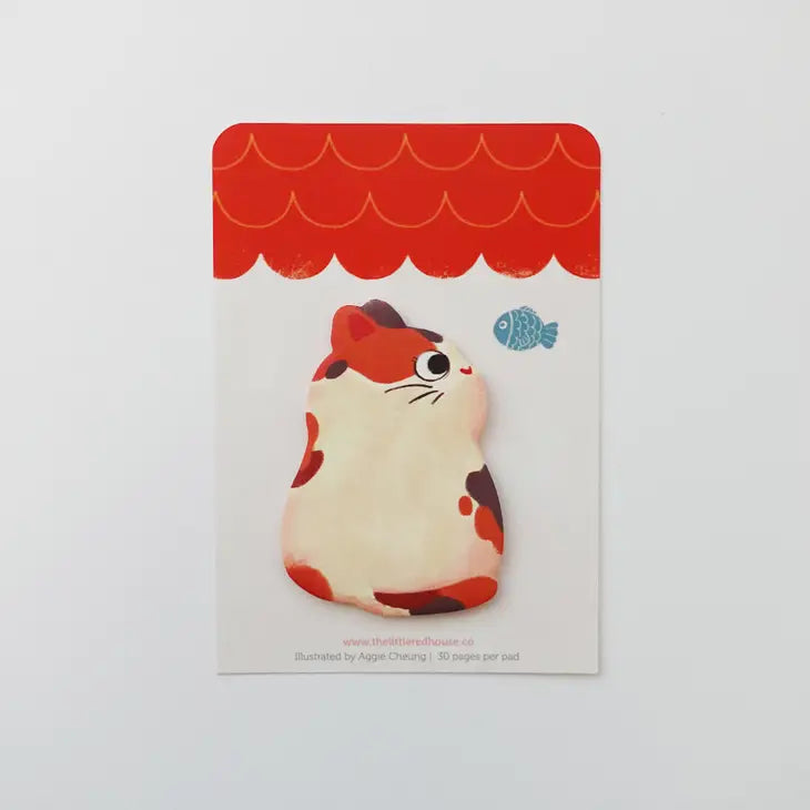 Calico Cat with Fish Die-Cut Sticky Note