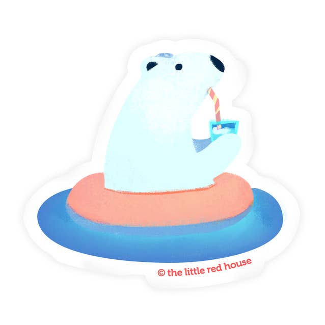 Polar Bear Drinking Soda | Vinyl Sticker