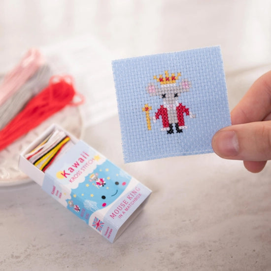 Mini King Mouse Cross Stitch Kit in a Matchbox