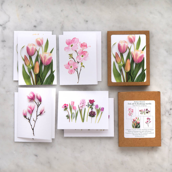 Pink Flowers of Spring | Assorted 8 Card Set