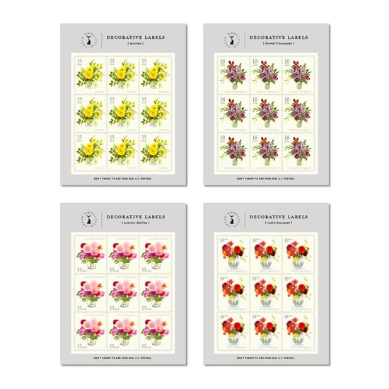 Garden Bouquets | Decorative Label Stickers | Set of 36