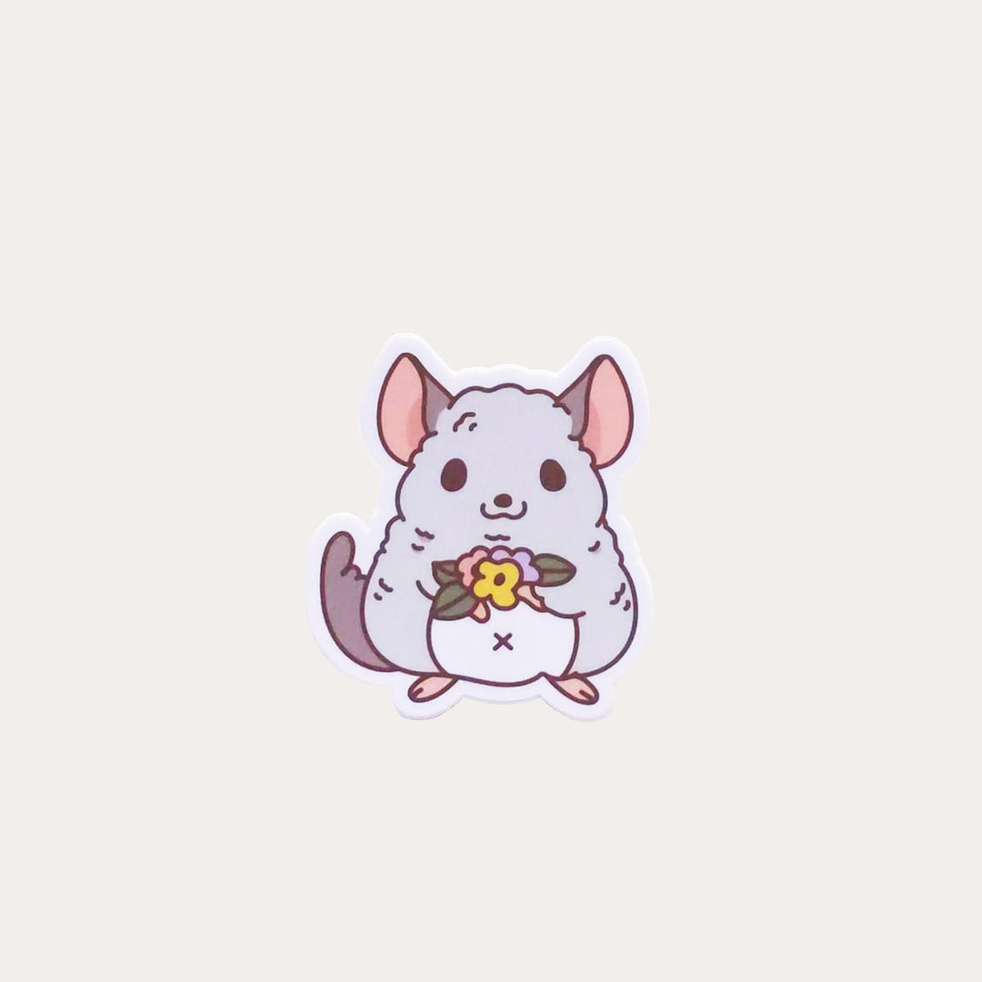 Chinchilla and Flowers | Vinyl Sticker