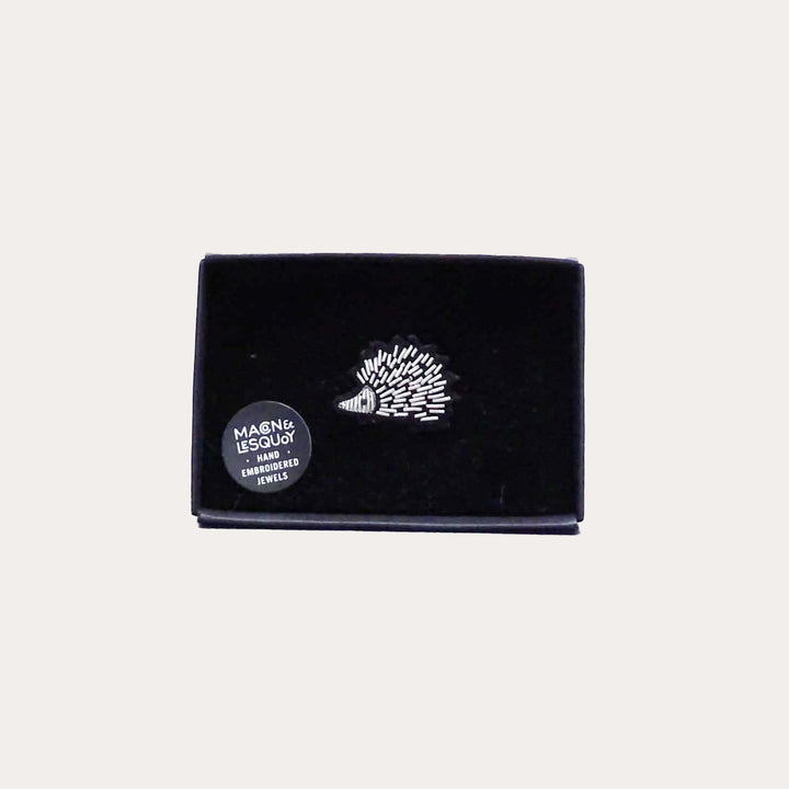 Hedgehog Hand-Embroidered Pin