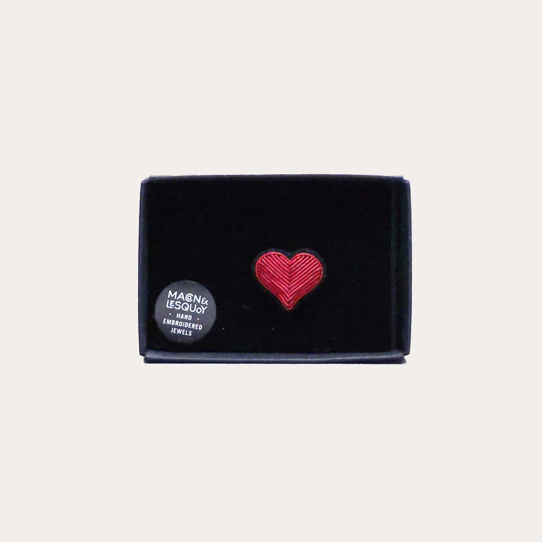 Red Heart Hand-Embroidered Pin