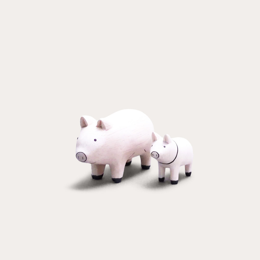 Pig Pair Wooden Animal