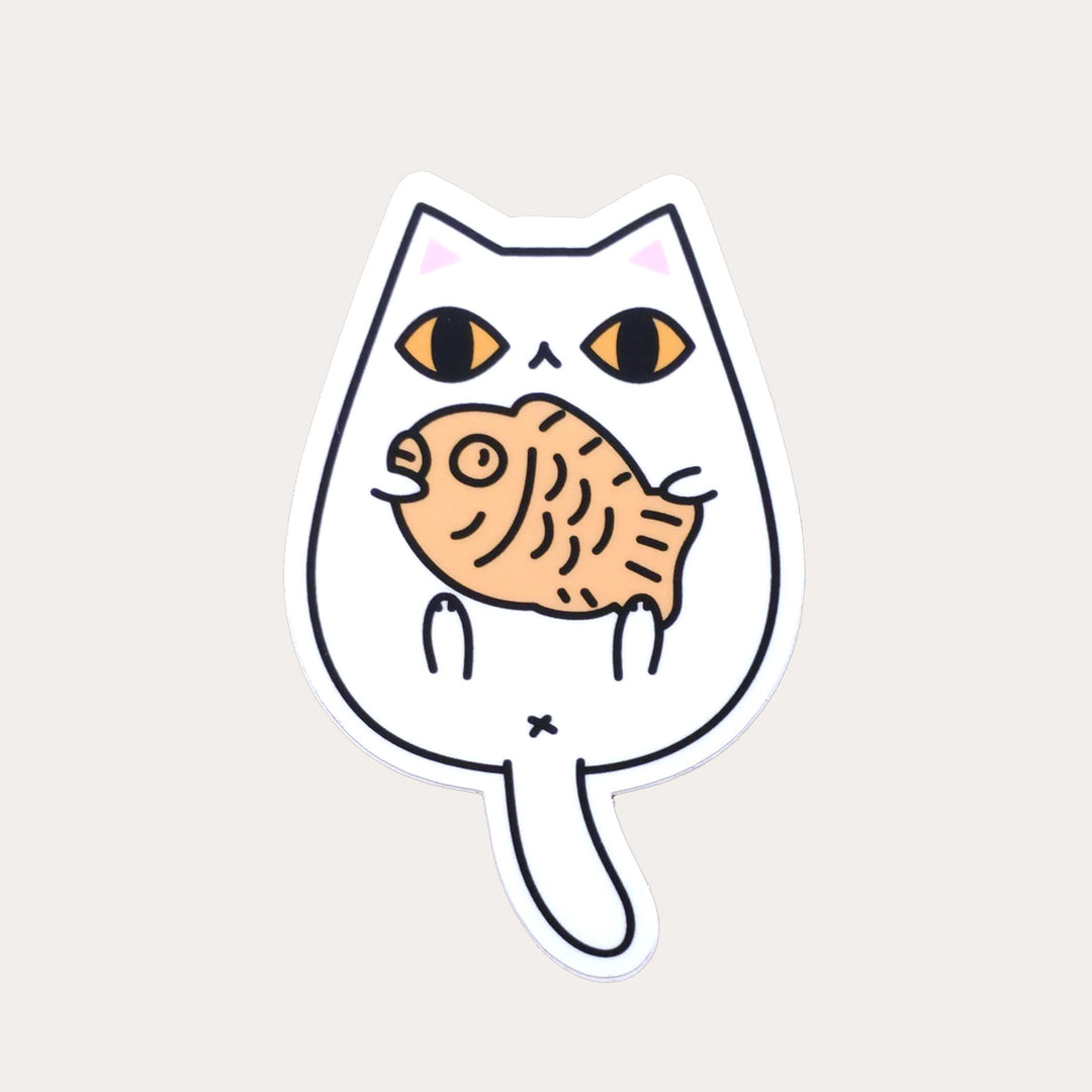 Taiyaki White Cat | Vinyl Sticker